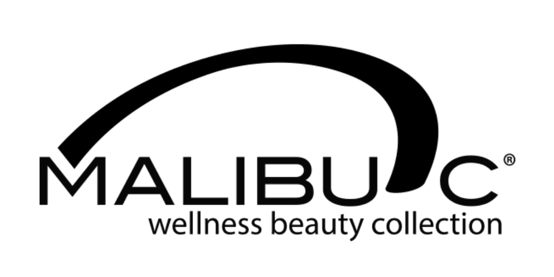 Malibu C logo with "wellness beauty collection" tagline.