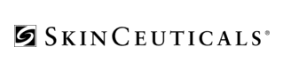 SkinCeuticals logo in black text with a leaf emblem on a white background.